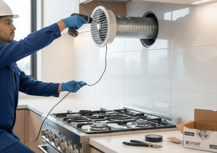 Замена  вытяжки вентилятора  в кухне в Минске
